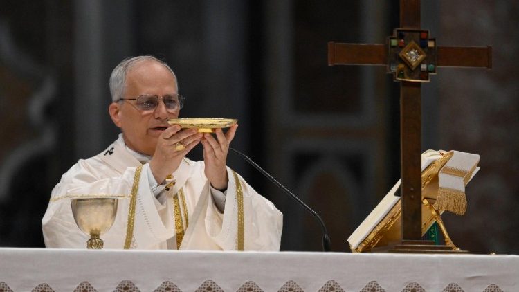 ലിയോ പതിനാലാമൻ പാപ്പാ വിശുദ്ധ കുർബാനയർപ്പണവേളയിൽ
