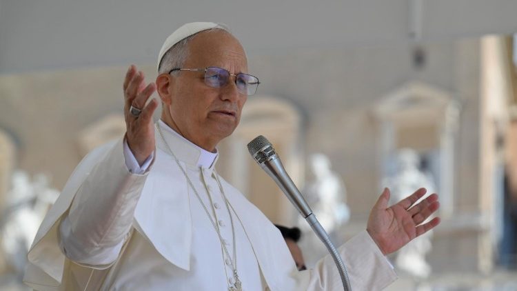 Papież Leon XIV podczas jednej z audiencji generalnych