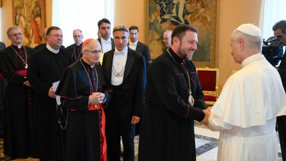 Леў XIV з біскупамі-рэдэмптарыстамі і скалабрыніянамі