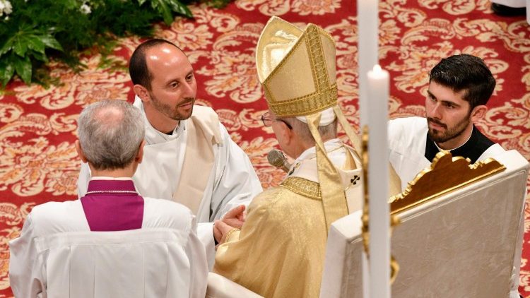 Australian John Vespa being ordained a priest by Pope Leo XIV