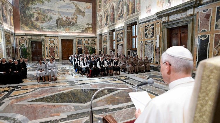 Pope Leo XIV receives religious sisters in the Vatican