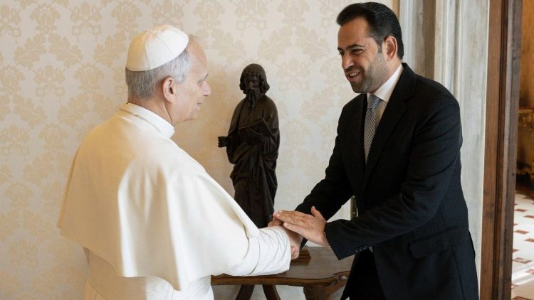 Le Pape recevant  Mohamed Abdelsalam, secrétaire général du prix Zayed pour la fraternité humaine 