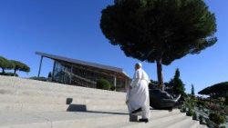 Pope Leo XIV during the inauguration of the Borgo Laudato si'