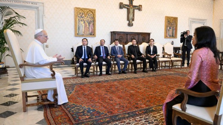 Miembros del Grupo de Trabajo Conjunto Vietnam-Santa Sede en audiencia con el Papa León XIV este sábado 13 de septiembre de 2025.