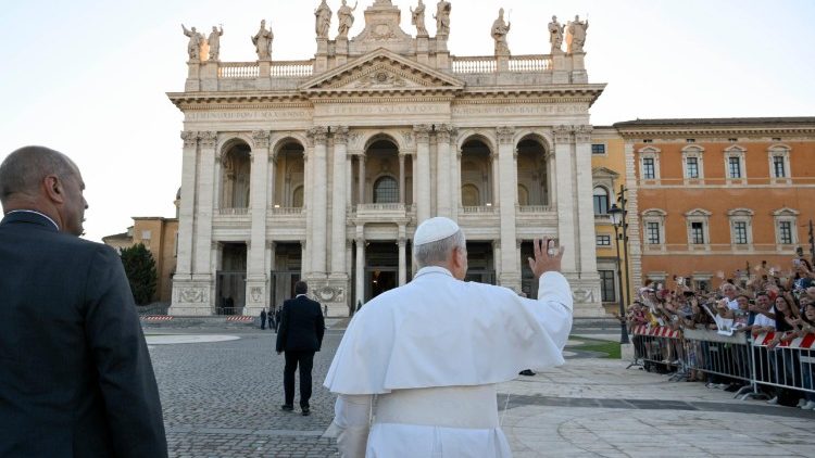 Pope Leo XIV arrives at the Basilica of St John Lateran