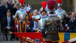 Падчас прысягі Швейцарскіх гвардзейцаў