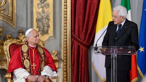 Il discorso del presidente della Repubblica Italiana, Sergio Mattarella, al Palazzo del Quirinale, nel corso della visita ufficiale di Papa Leone XIV