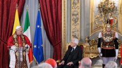 O Papa Leão XIV durante visita ao Quirinal