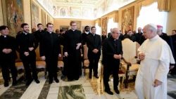 Pope Leo XIV receives the Pontifical Portuguese College in Rome in the Vatican