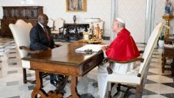 Audiência do Papa com o presidente da República da África do Sul, Matamela com Cyril Ramaphosa