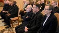 Чальцы Міжнароднай тэалагічнай камісіі падчас папскай аўдыенцыі