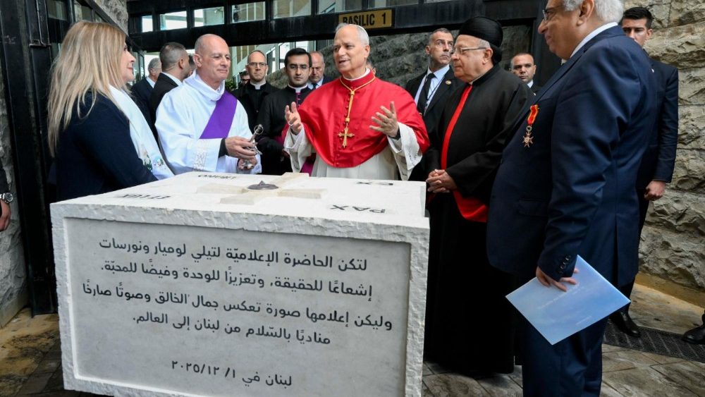 2025.12.01 Viaggio Apostolico in Libano - Incontro con i Vescovi nel Santuario di Nostra Signora del Libano ad Harissa