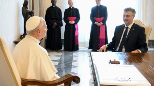 Pope Leo XIV and Andrej Plenkovic, Prime Minister of the Republic of Croatia