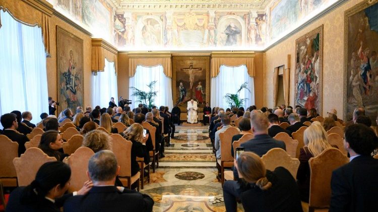 Un momento dell'udienza nella Sala del Concistoro