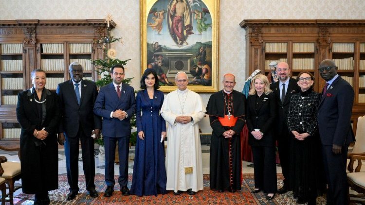 Organizers and members of the Zayed Award for Human Fraternity 2026 Commission with Pope Leo 