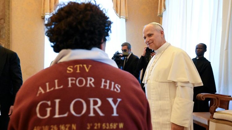 Il Papa durante l'udienza ai pellegrini della parrocchia San Tommaso da Villanova di Alcala de Henares