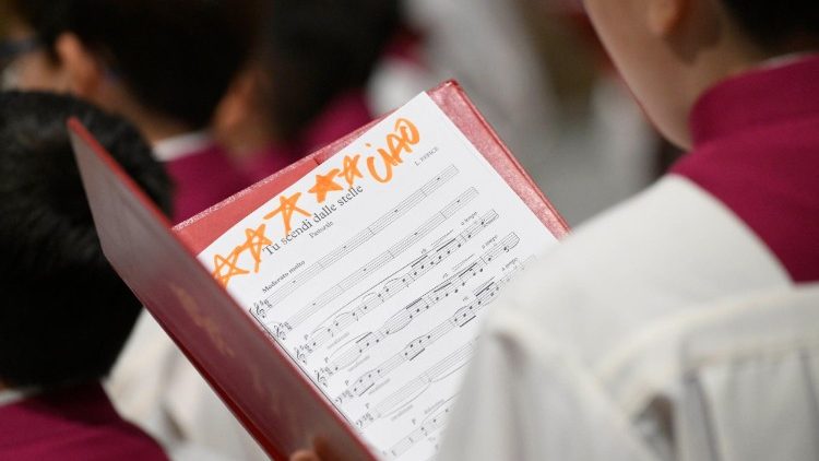 A partitura de um dos Pueri Cantores