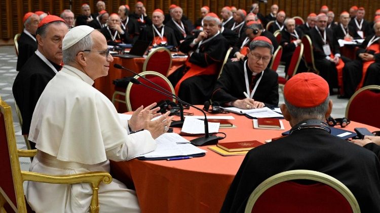 Le Pape lors de son discours de cl&ocirc;ture de la premi&egrave;re journ&eacute;e du consistoire..