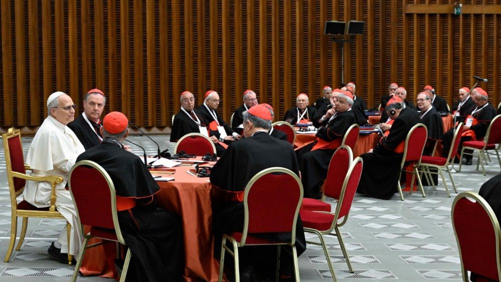 El Santo Padre y los cardenales reunidos en el Consistorio Extraordinario del 7 al 8 de enero de 2026