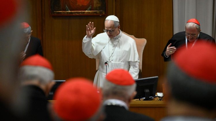 El Papa con los cardenales durante las sesiones del Consistorio de enero
