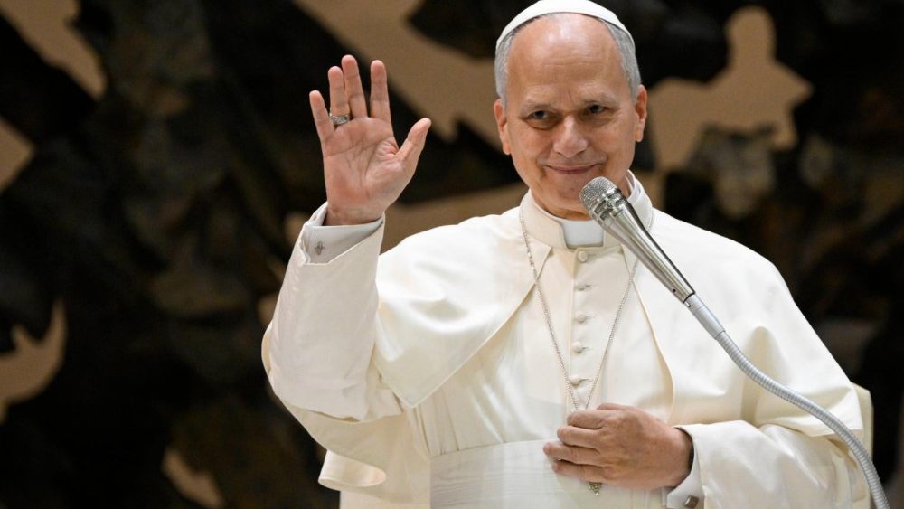 La papa Leon XIV, reprezentanții organizațiilor religioase și civile care au contribuit desfășurarea a Jubileului speranței. 