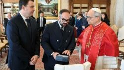 Pápež Lev XIV. počas audiencie s kapitánmi regentmi San Marína v Apoštolskom paláci 12. januára 2026