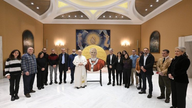 Mosaic portrait of Pope Leo XIV destined for the Basilica of St. Paul Outside the Walls