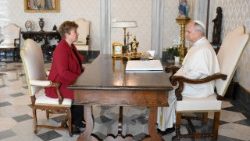 La papa Leon XIV, Kristalina Georgieva, director manager al Fondului Monetar Internațional