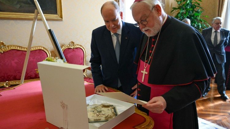 Archbishop Paul Richard Gallagher and Prince Albert II of Monaco