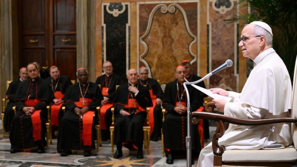  Le Pape Léon XIV recevant les participants à la plénière du dicastère pour la Doctrine de la foi, en salle Clémentine du Palais apostolique, le 29 janvier 2026.