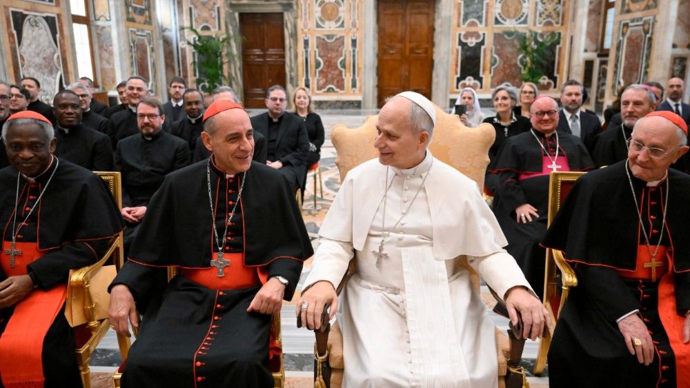  Le Pape Léon XIV recevant les participants à la plénière du dicastère pour la Doctrine de la foi, en salle Clémentine du Palais apostolique, le 29 janvier 2026.