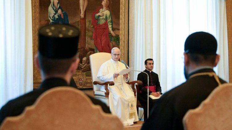 Pope Leo XIV meets with priests and monks of Oriental Orthodox Churches
