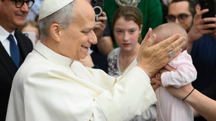 Pope Leo greeting the faithful after General Audience