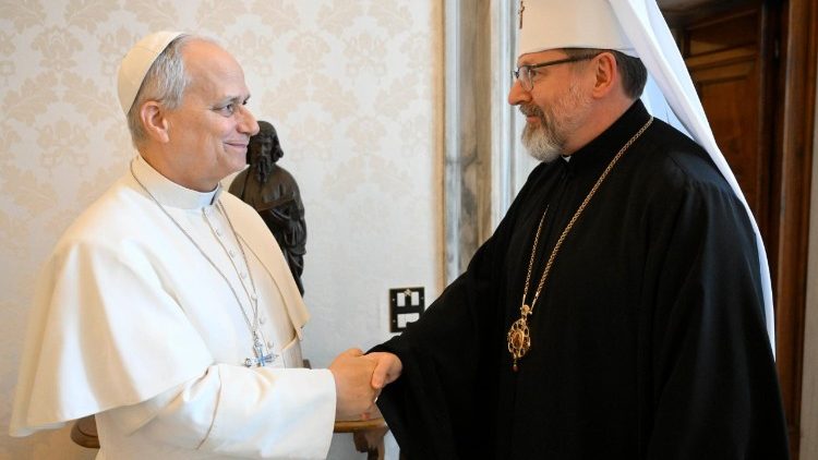 El Papa León XIV y el líder de la Iglesia greco-católica ucraniana, Sviatoslav Shevchuk