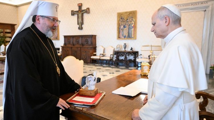 El l&iacute;der de la Iglesia greco-cat&oacute;lica ucraniana, Sviatoslav Shevchuk, en audiencia con el Papa