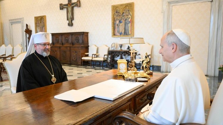 El l&iacute;der de la Iglesia greco-cat&oacute;lica ucraniana, Sviatoslav Shevchuk, en audiencia con el Papa