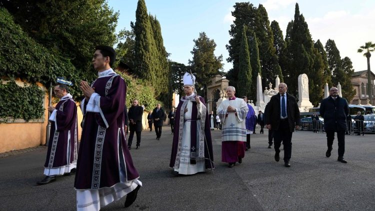 Pope Leo walks in procession to the Church of St Sabina