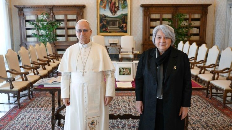 Pope Leo receives Governor General of Canada in the Vatican on Friday.