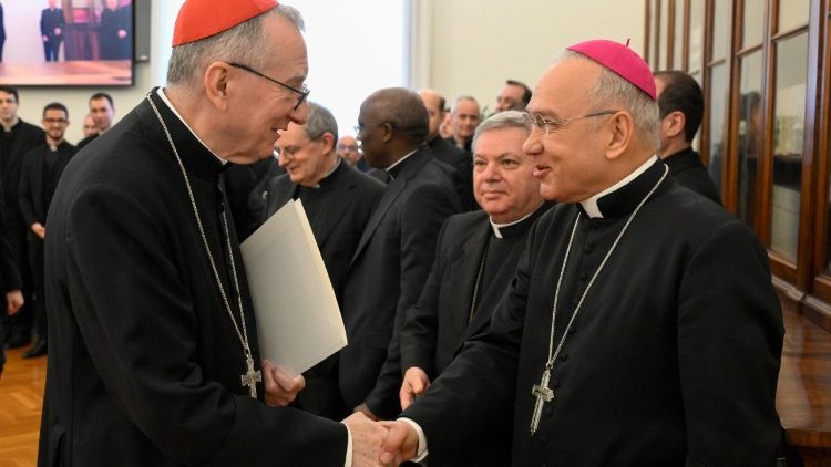 Кардынал П'етра Паралін і арцыбіскуп Эдгар Пэнья Пара