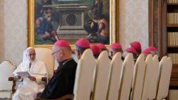 2026.04.10 La papa Leon al XIV-lea, membrii Sinodului Bisericii caldeene de Bagdad