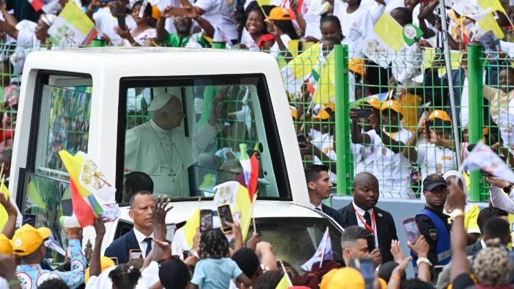 Pope Leo XIV at the Malabo Stadium
