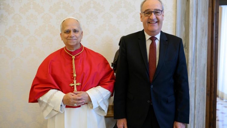 Pope Leo XIV with the President of the Swiss Confederation