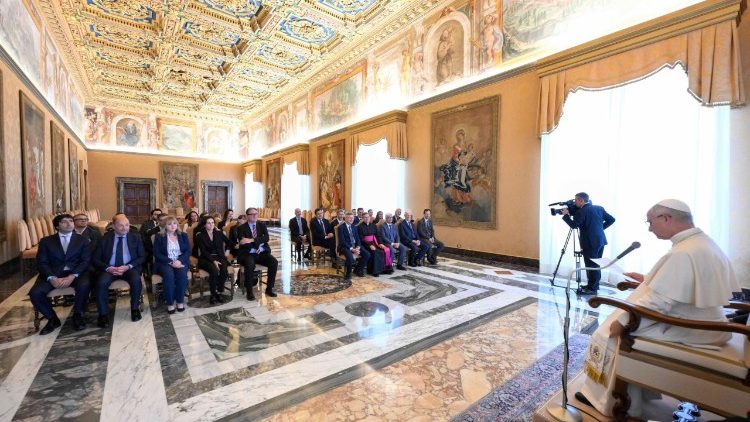 Pope Leo XIV delivers his address