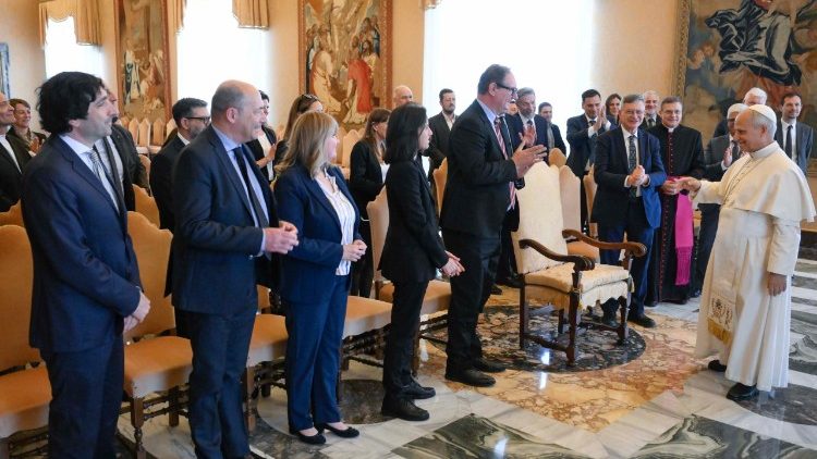 Pope Leo receives staff of the Vatican Publishing House (LEV) in the Vatican