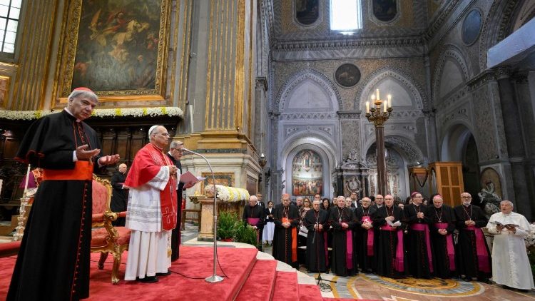 Pope during the meeting with the clergy and religious in the Naples Cathedral