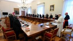 Leon al XIV-lea și participanții la reuniunea prefecților de departamente ale Curiei romane.