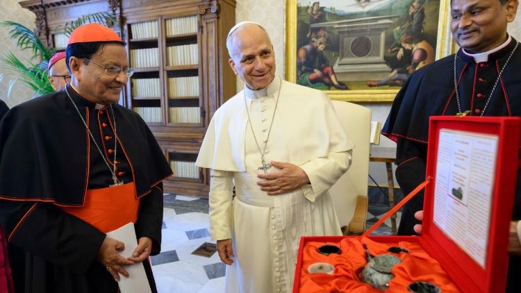 Pope Leo XIV meets with Cardinal Bo and the other bishops of Myanmar