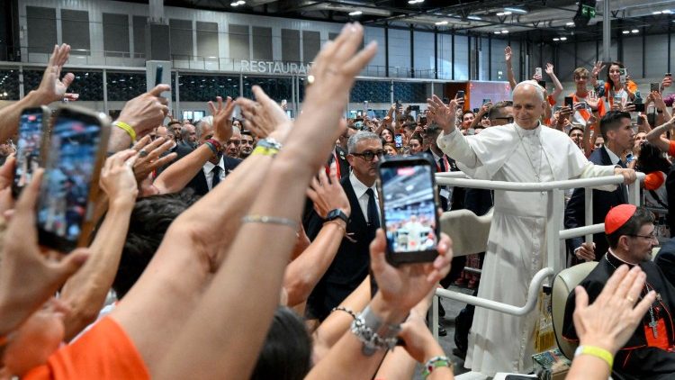 Papst Leo bei der Begegnung an diesem Dienstag, 9.6.2026, in Madrid