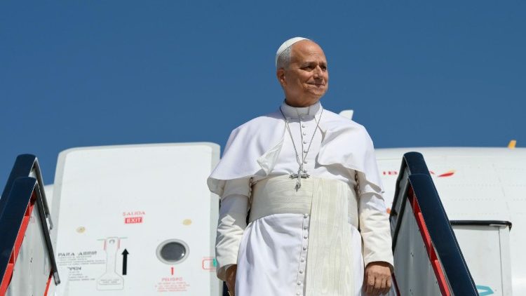 Pope Leo arrives on aircraft during stay in Canary Islands