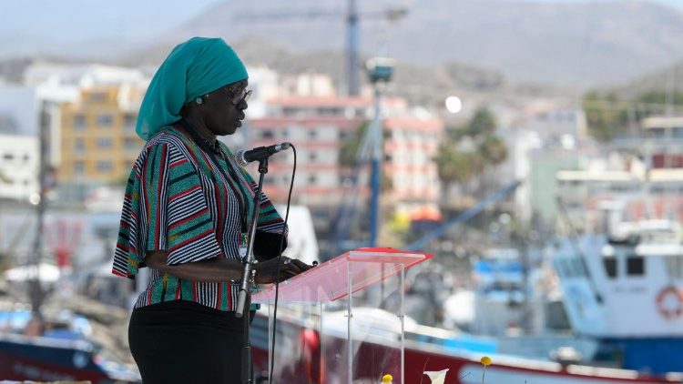 Pope Leo XIV at the meeting with migrants and those who rescue and accompany them in Las Palmas de Gran Canaria